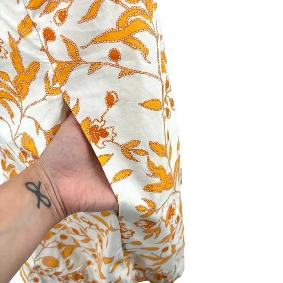 Anthropologie Maeve Sweetheart Mini Dress Floral Print Cream Orange Size XL - Picture 7 of 14